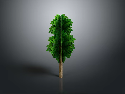 Green Tree with Lush Green Leaves and Brown Trunk on Neutral Gray Background 3d model