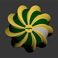 Shiny Green And Gold Striped Christmas Ornament With Hanger On Black Surface