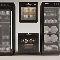Modern Household Tableware Sterilizers With Glass Door And Storage For Bowls Cups Plates