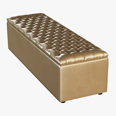 Golden Leather Tufted Ottoman With Elegant Design And Modern Style 3d model