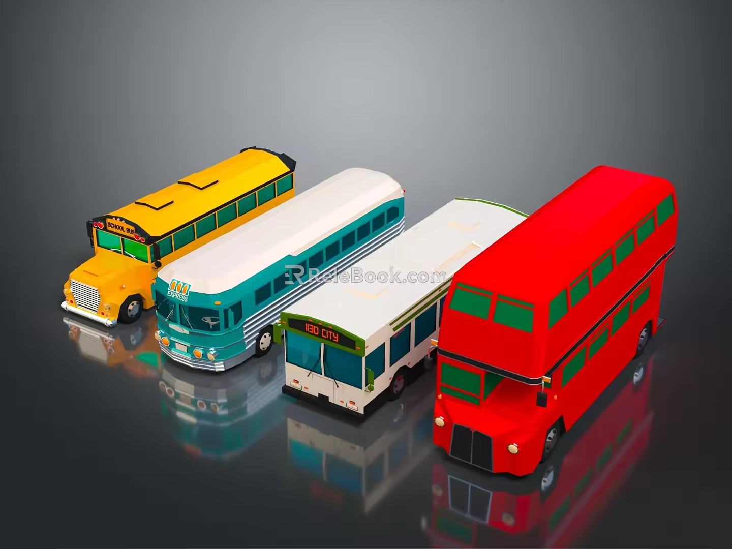 Bus Large Bus CMB Medium Van Large Van Bus School Bus Van Box Car 3d model