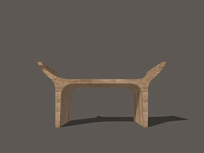 Modern Wooden Console Table Interior With Curved Structure And Sleek Lines 3d model