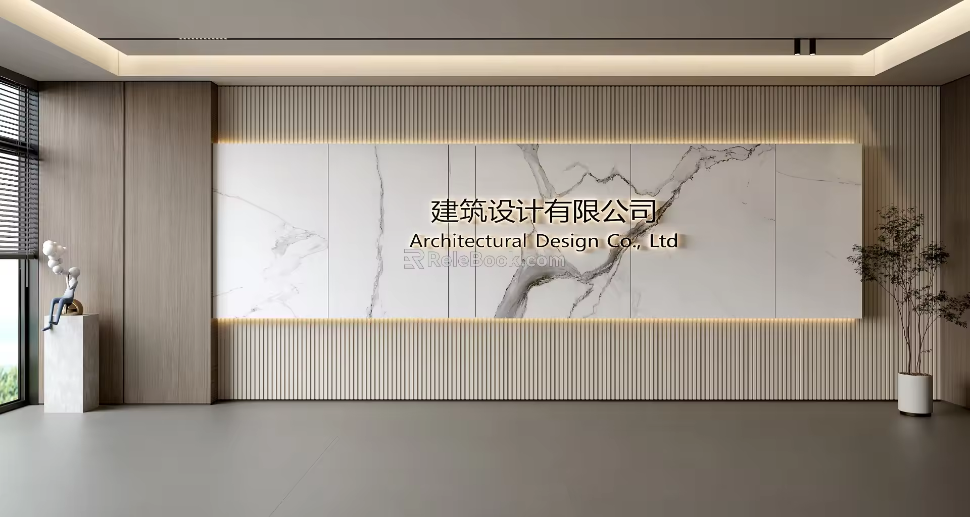 Modern Front Desk Background Wall Simple Background Wall Front Desk Reception Area Background Wall Company Front Desk Background Wall 3d model