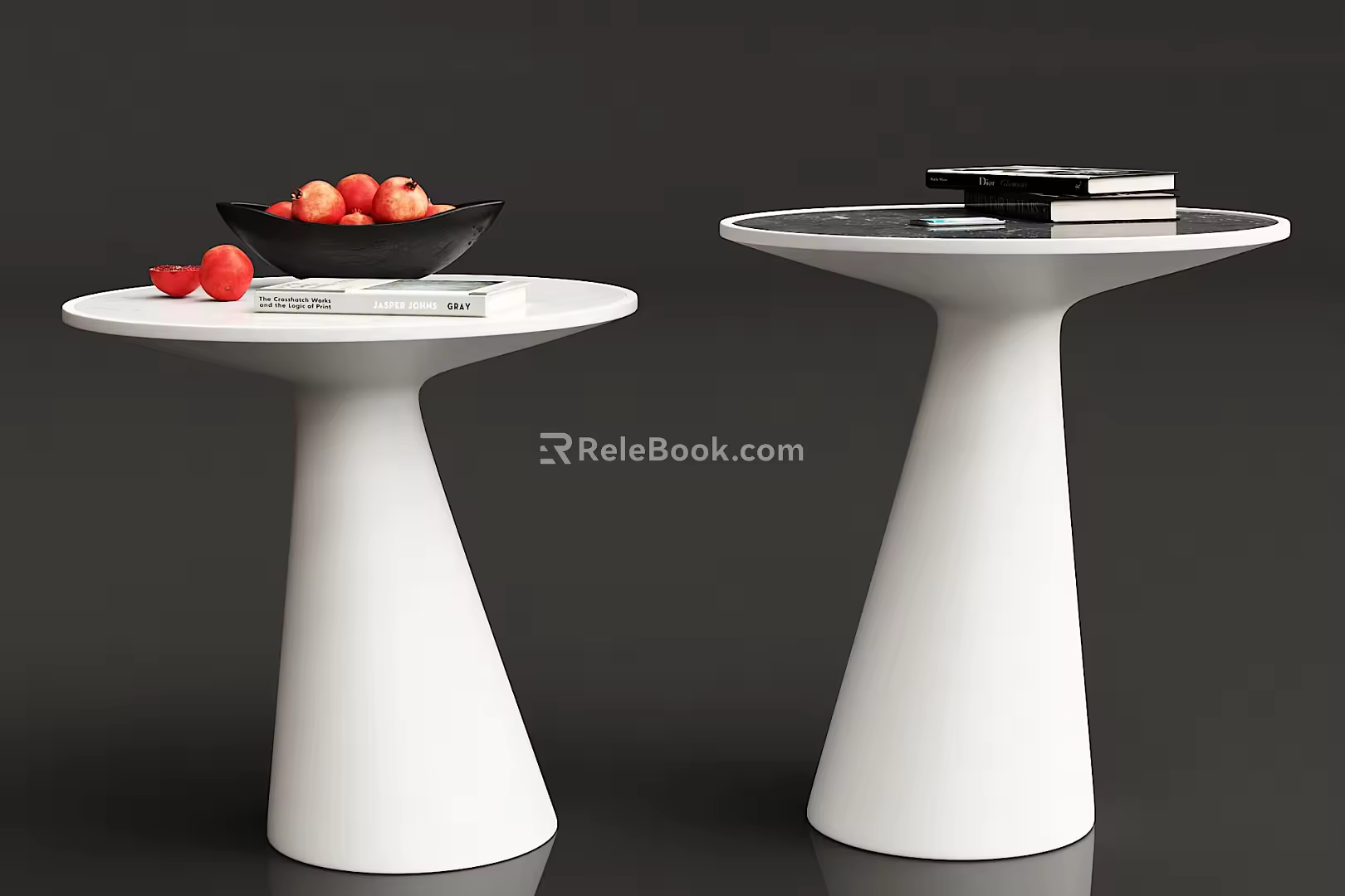 Modern round table coffee table decoration combination 3d model