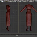Brown Long Dress With Gray Collar And Cuffs Decoration Design