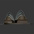 Sydney Opera House Architectural Model With White Shell Roof Wooden Base And Blue Water