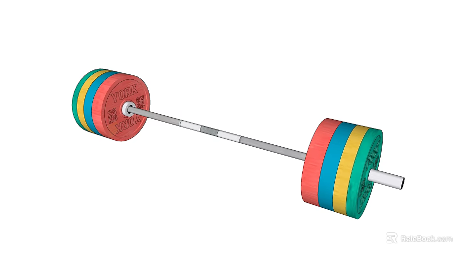 Colorful Weight Plates Barbell For Effective Strength Training In Fitness Workouts 3d model 