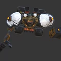 Mechanical Character Design With Treads Glowing Red Components And Weapon Arm 3d model