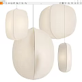 Modern Light Beige Fabric Pendant Lights With Multiple Different Sizes Oval Shapes 3d model