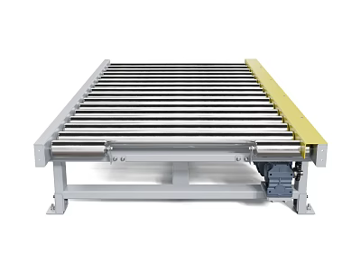 Industrial Roller Conveyor With Metal Rollers Frame And Drive System For Material Handling 3d model