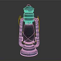 Vintage Kerosene Lantern With Turquoise Metal Frame Glass Shade And Retro Design