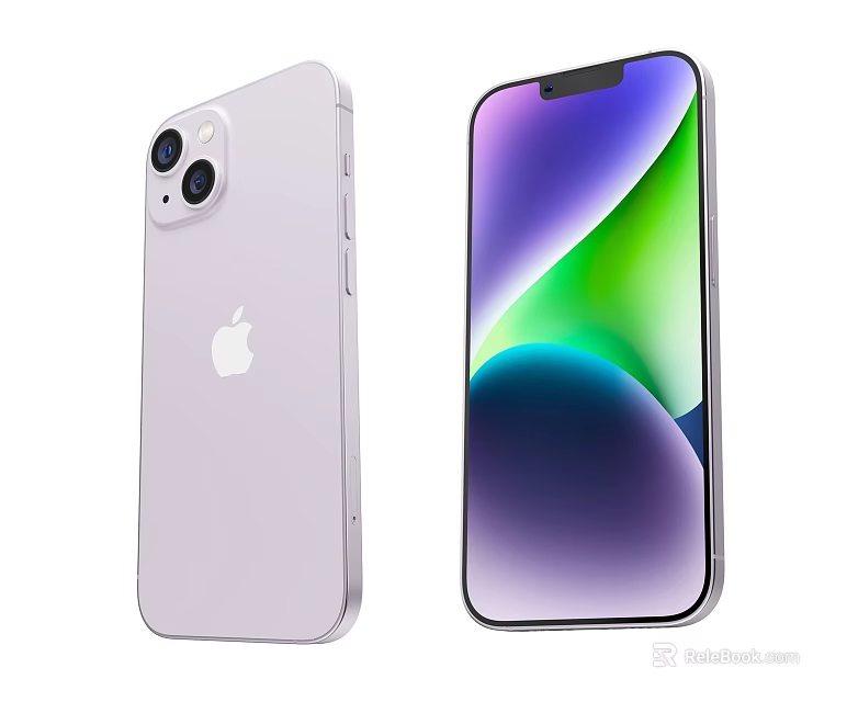 Apple iPhone White Body Dual Camera Smartphone Front Display With Colorful Gradient 3d model 