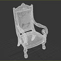 Classic Armchair with Golden Carved Frame Green Floral Pattern Upholstery on Backrest and Seat