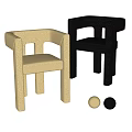 Modern Minimalist Accent Chairs in Plush Beige and Black Colors with Armrest Design