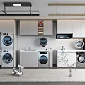 Modern Home Balcony Interior Design With Washing Machines Cabinets Sink And Storage