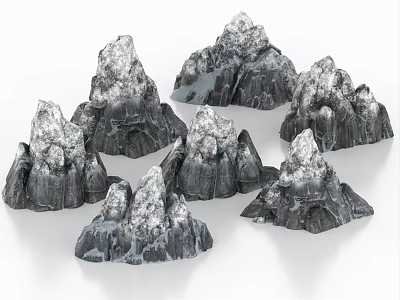 Artificial Rockery Stones for Garden Landscape Decoration with Natural Texture and Various Shapes 3d model