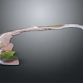 Winding Terrain Model With White Path Green Vegetation Brown Land And Gray Background