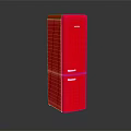 Sleek Red Upright Refrigerator Freezer With Modern Design And Smooth Surface Finish