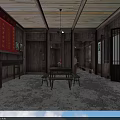 Traditional Chinese Cultural Center Interior With Wooden Furniture Bamboo Crafts And Vintage Decorations