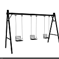 Metal Outdoor Swing with Three Mesh Seats and Sturdy Frame Structure Design