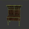 Classic Vintage Wooden Cabinet With Open Compartments Drawer And Turned Legs