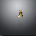 Fantasy Character With Green Hat And Small Orange Creature Perched On Top Edge