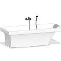 Modern Freestanding White Bathtub Design With Chrome Faucet And Side Shelf