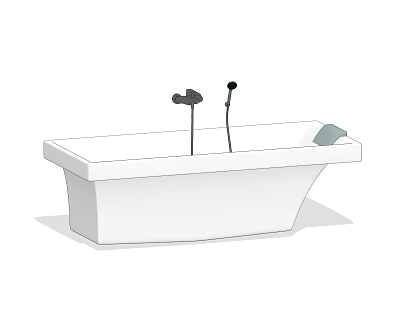 Modern Freestanding White Bathtub Design With Chrome Faucet And Side Shelf 3d model