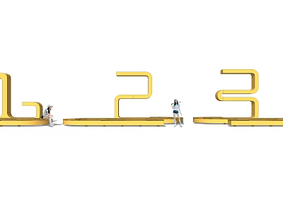 Golden Number Shaped Outdoor Chairs For Comfortable Seating In Outdoor Setting 3d model