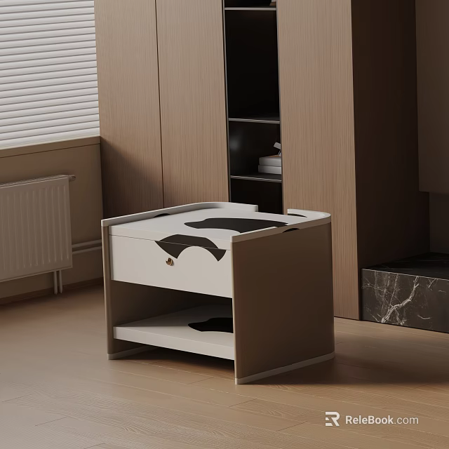 Modern White And Gray Bedside Table With Drawer In Bedroom Interior 3d model 