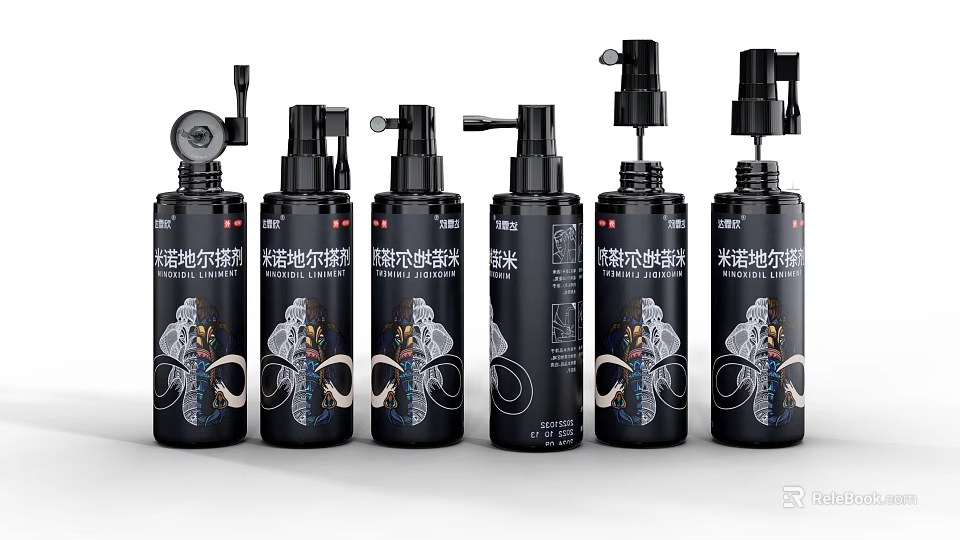 Medical Devices Spray Bottles For Medical Use With Multiple Black Labeled Containers 3d model 
