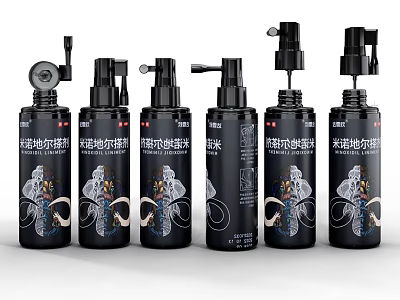 Medical Devices Spray Bottles For Medical Use With Multiple Black Labeled Containers 3d model