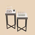 Elegant Dining Table With White Tabletop Black Cross Legs And Decorative Bottles Small Items 3d model