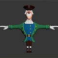 Friendly Cartoon Character Wearing Green Coat Blue Vest And Brown Triangular Hat With Outstretched Arms
