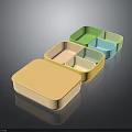 Colorful Square Food Storage Containers As Practical Household Kitchen Items 3d model