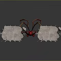 Damaged Basketball Hoops And Spider Man Figure With Mechanical Arms In 3D Model Scene