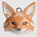 Geometric Style Reptile Head 3D Model With Orange And White Design And Hanging Loop 3d model