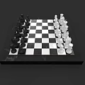 Classic Chessboard With Black White Checkered Design And White Black Chess Pieces On Marble Base