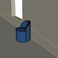 Modern Blue Upholstered Round Stool With Curved Backrest For Living Room