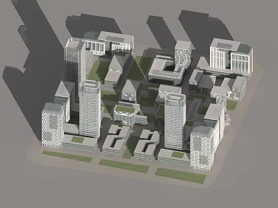 Modern Urban Building Complex With High Rise Towers And Low Rise Structures 3d model