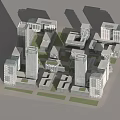 Modern Urban Building Complex With High Rise Towers And Low Rise Structures