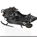 Sci Fi Metallic Vehicle With Orange Accents Black Seat And Ski Runners