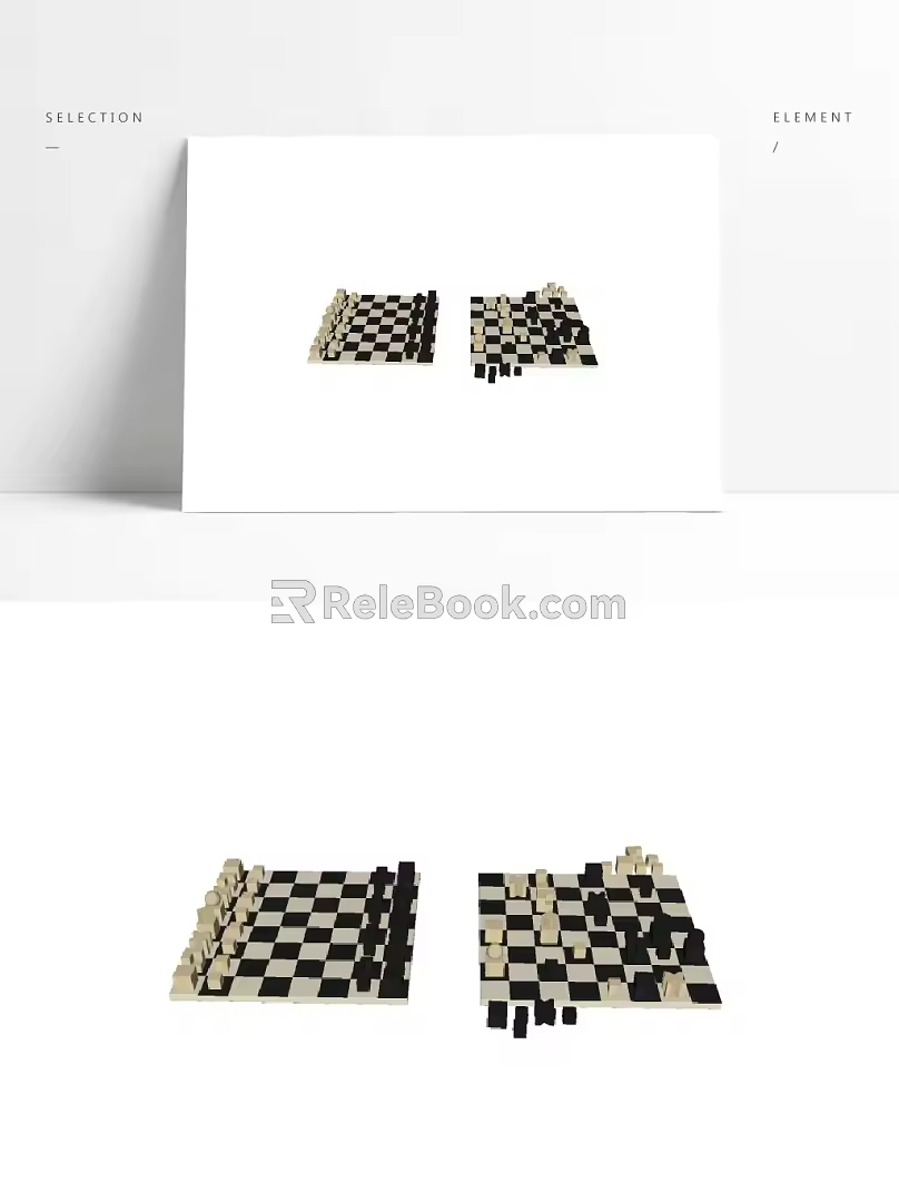 Modern Mosaic Black and White Chessboard 3d model