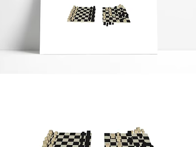 Modern Mosaic Black and White Chessboard 3d model