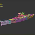 3D Rendered Large Warship Model With Gray Hull Yellow Deck Equipment And Reflective Finish
