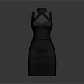 Fashionable Black Sleeveless Dress With Cross Straps And Slim Fit Design