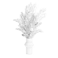 Decorative Ornament Set With Dried Flower Bouquet And Gray Minimalist Vase