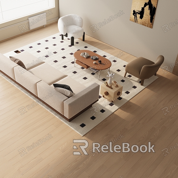 Modern sofa coffee table combination model