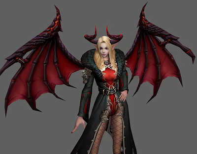 Modern game character female demon flirtatious character game 3d model