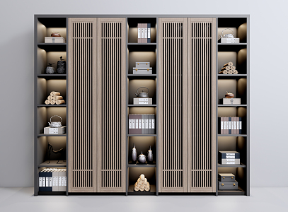 New Chinese Style Bookcase Decorative Bookcase Display Bookcase 3d model